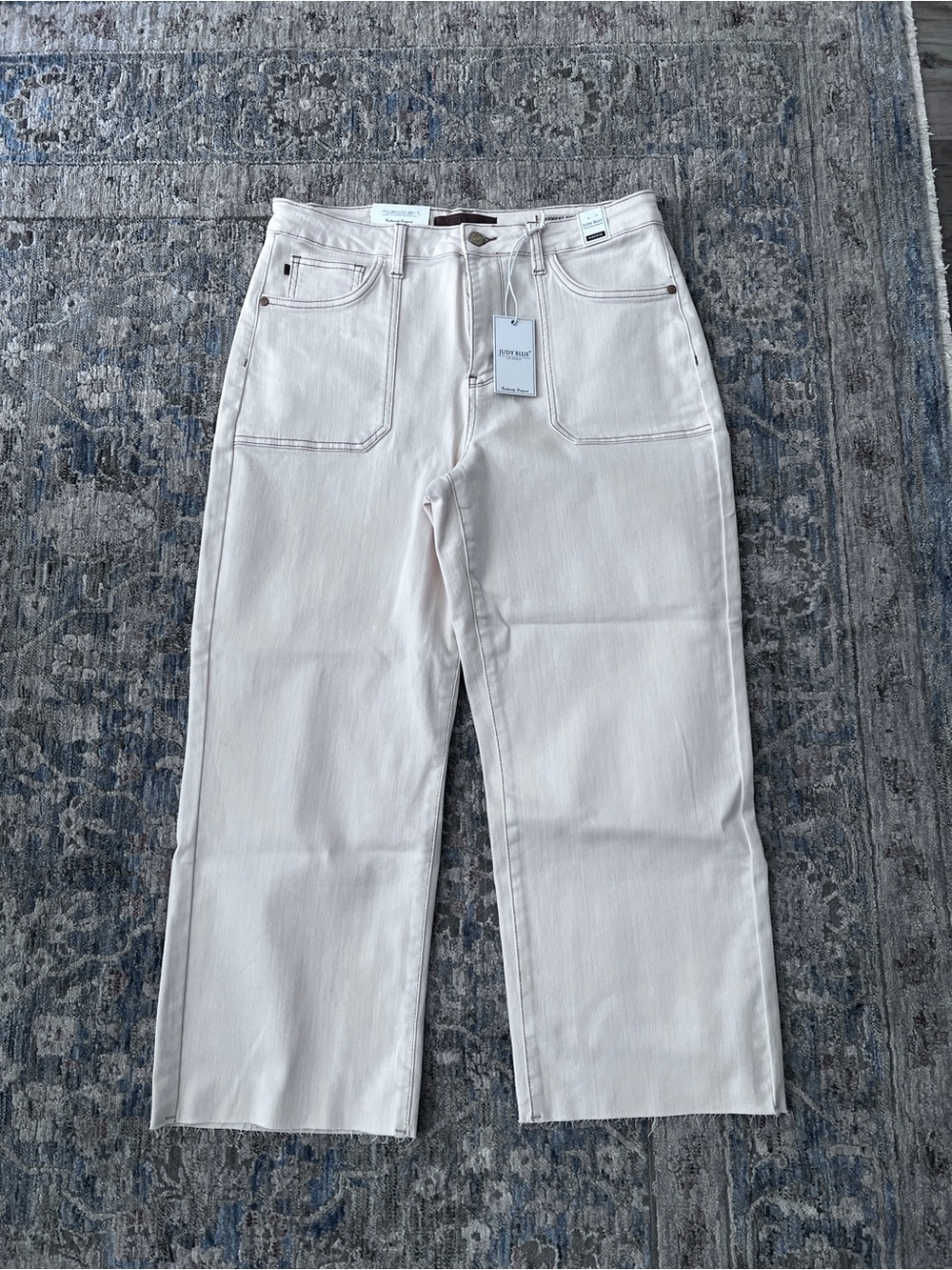 Judy Blue Cream high rise cropped Wide-Leg garment dyed Jeans size 13/31 NWTags